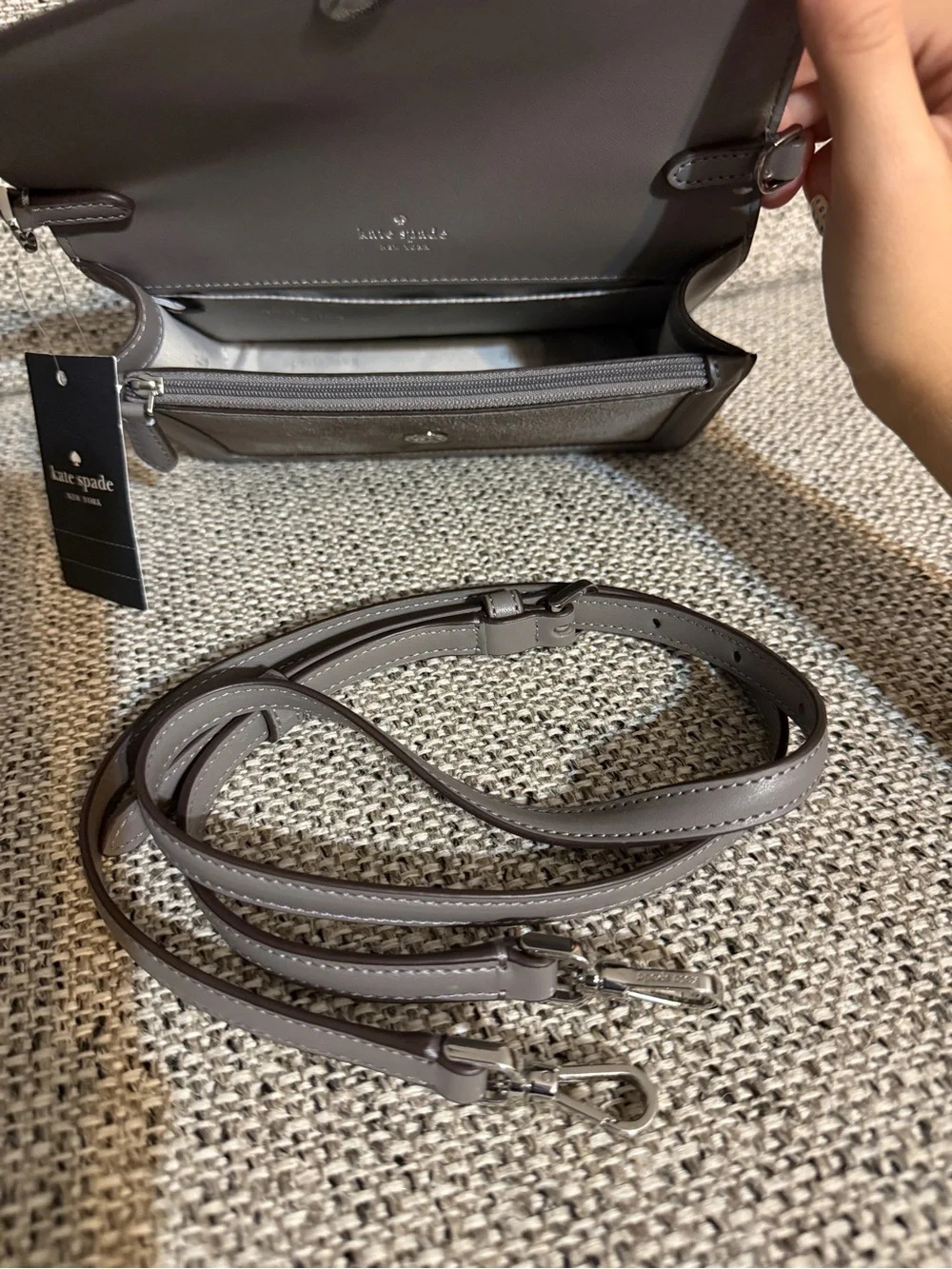 kate spade Gray Suede & Leather Flap Crossbody